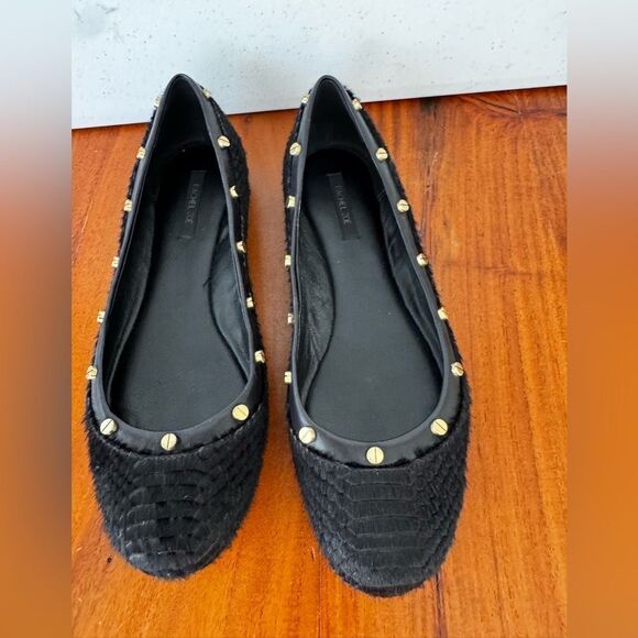Rachael Zoe Black Snakeskin Studded Women's Flats sz 9 - Picture 2 of 7